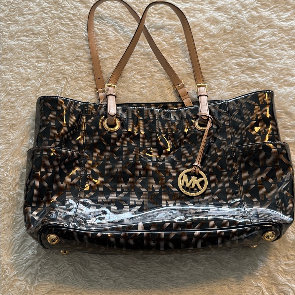 Michael Kors Black and Brown Tote Bag - Picture 2 of 4